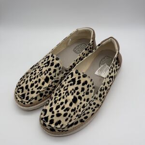 Hey Dude Lena Angora Leopard Slip On Shoes Loafers Womens Size 11